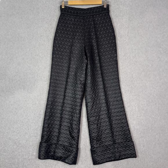 VTG Prada Black Circular Texture High Rise Trouser Pants Size 40 - Picture 2 of 10